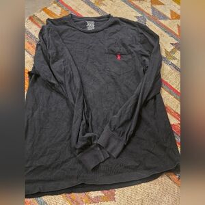 Polo Ralph Lauren Black Long Sleeve Tee with Red Logo